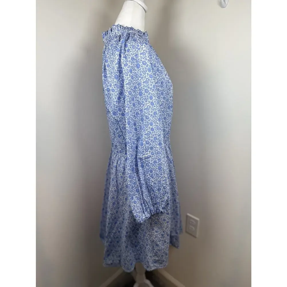 J. Crew Liberty Fabric Ruffle-collar mini dress D'Anjo Coast fabric Size XL Boho